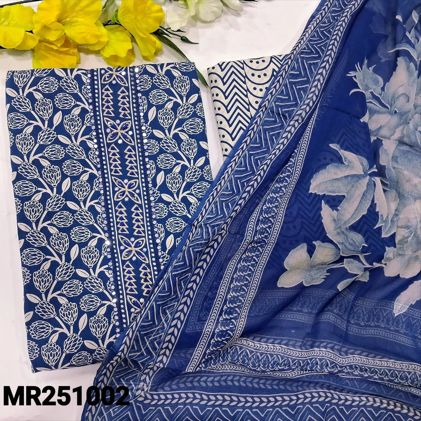 Ink blue printed cotton salwar material mr251002-Neidhal
