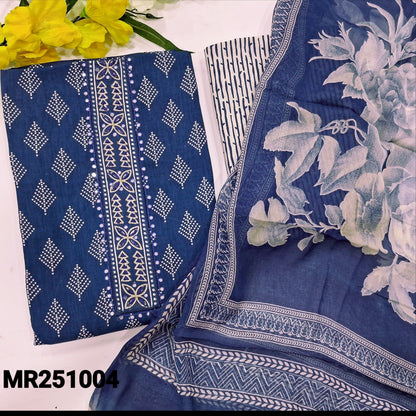 Ink blue printed cotton salwar material mr251004-Neidhal