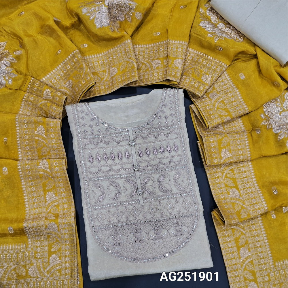 Ivory designer pure tissue silk salwar material ag251901 Neidhal