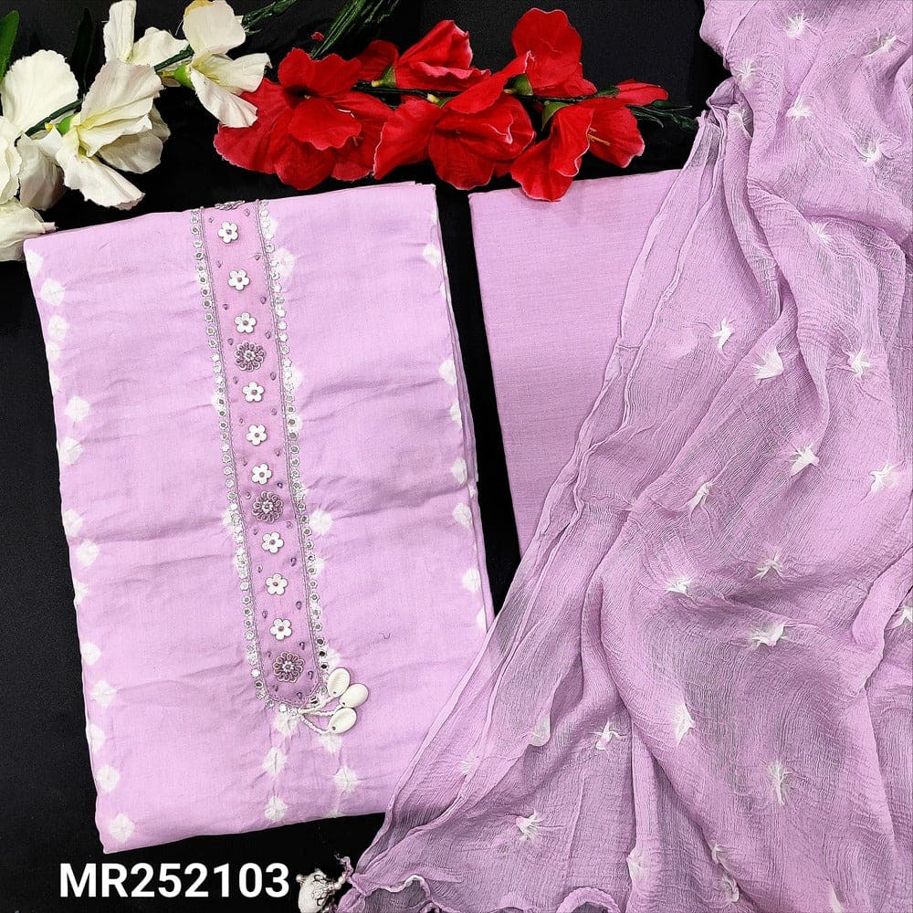 Lavender bandhini mul cotton salwar material mr252103-Neidhal