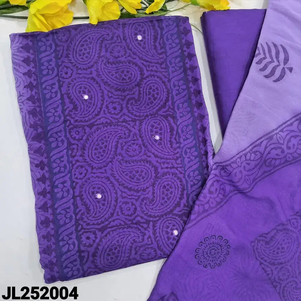 Lavender block printed semi georgette salwar material jl252004-Neidhal