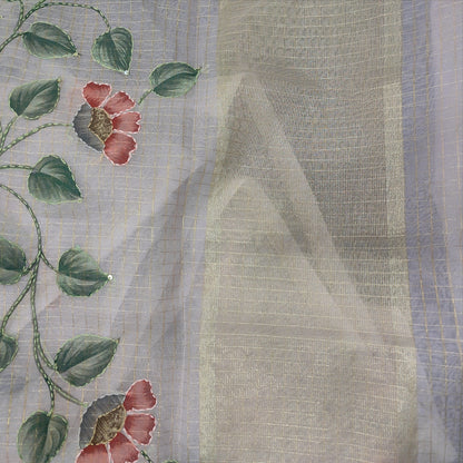 Lavender digital printed fancy organza saree ns75-Neidhal