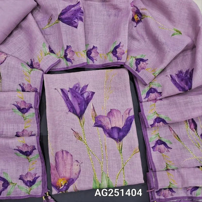 Lavender digital printed pure linen salwar material ag251404-Neidhal