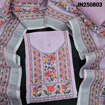 Lavender digital printed semi linen salwar material jn250803-Neidhal
