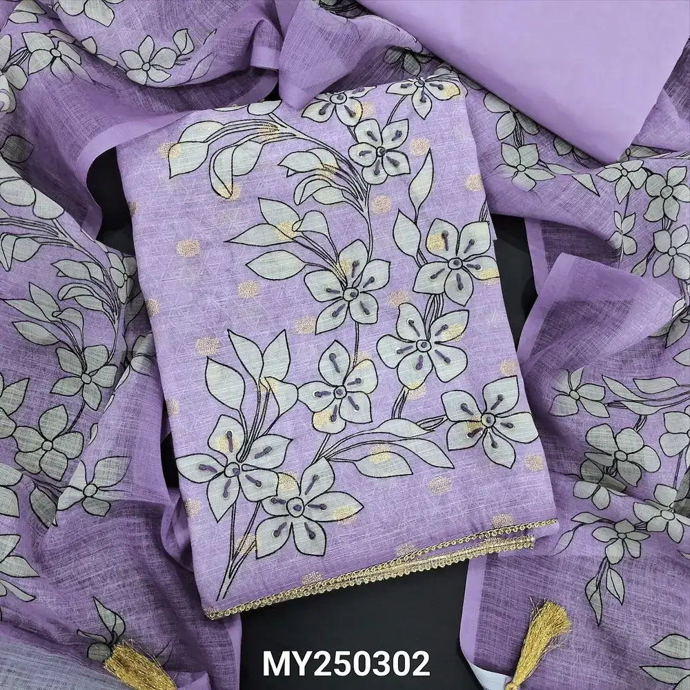 Lavender digital printed semi linen salwar material my250302-Neidhal