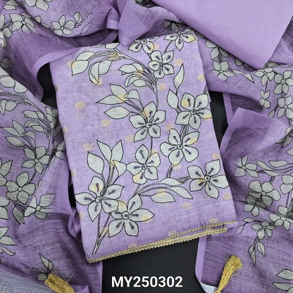 Lavender digital printed semi linen salwar material my250302-Neidhal