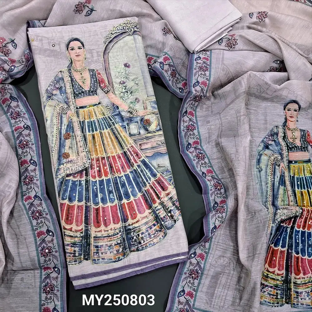 Lavender digital printed silk cotton salwar material my250803-Neidhal