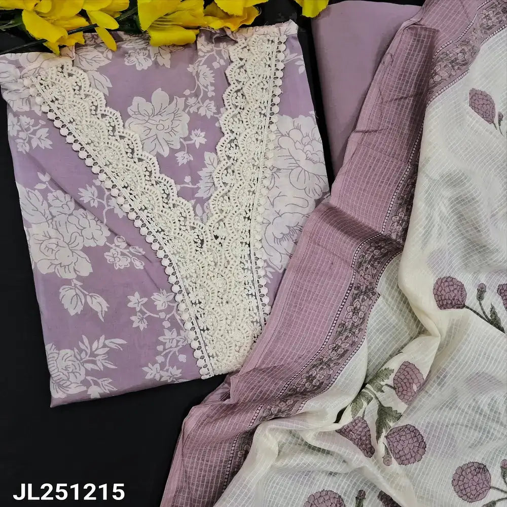Lavender floral printed cotton semi stitched salwar material jl251215-Neidhal