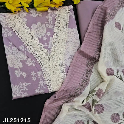 Lavender floral printed cotton semi stitched salwar material jl251215-Neidhal