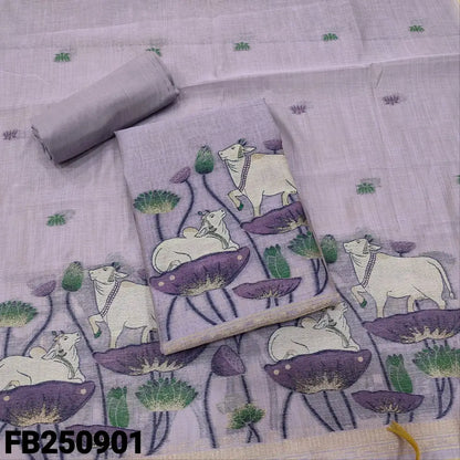 CODE FB250901: Lavender jamdani woven premium silk cotton unstitched salwar material(thin fabric lining needed)matching