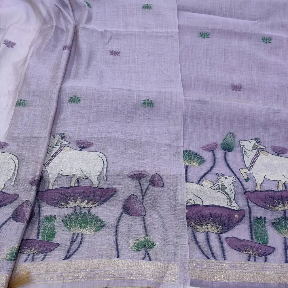 CODE FB250901: Lavender jamdani woven premium silk cotton unstitched salwar material(thin fabric lining needed)matching