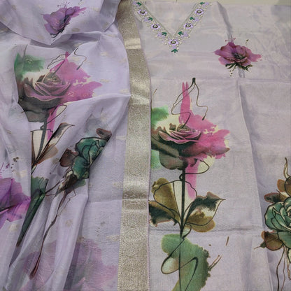 Lavender organza silk salwar material mr250501-Neidhal