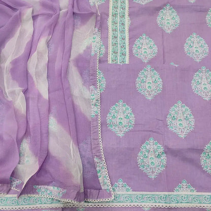 Lavender printed cotton salwar material ap250815-Neidhal