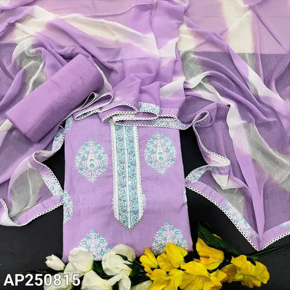 Lavender printed cotton salwar material ap250815-Neidhal