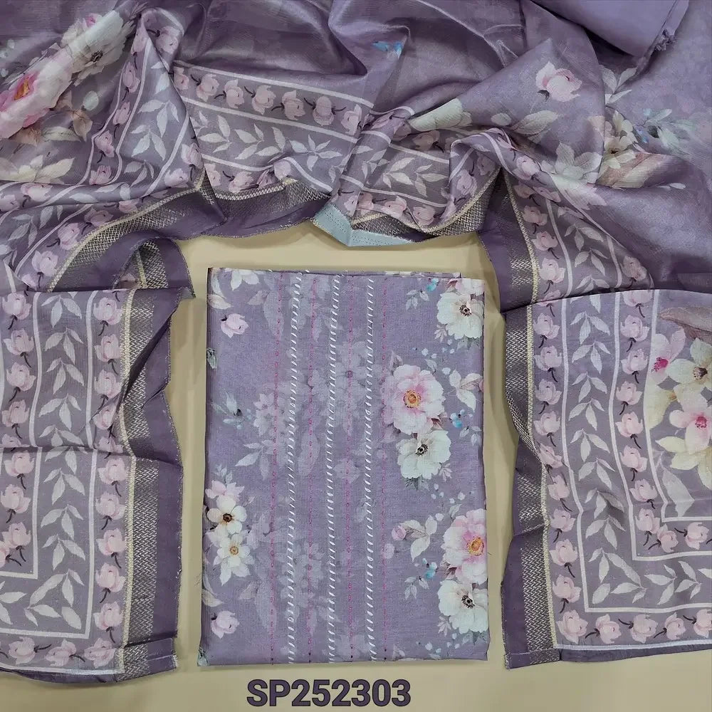 Lavender printed silk cotton salwar material SP252303-Neidhal