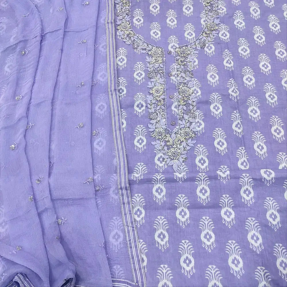 Lavender printed soft cotton salwar material ap250707-Neidhal