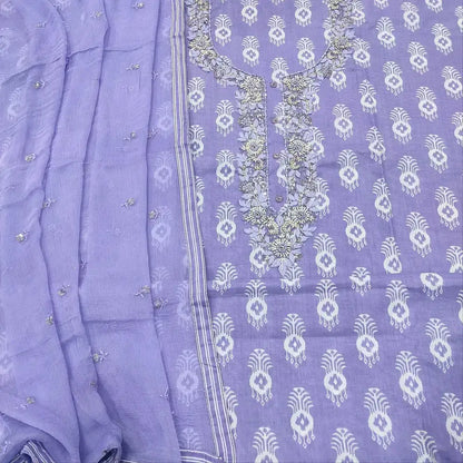 Lavender printed soft cotton salwar material ap250707-Neidhal