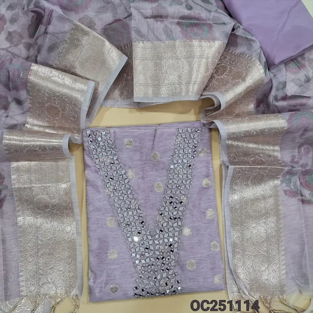 lavender slub silk cotton salwar material OC251114-Neidhal