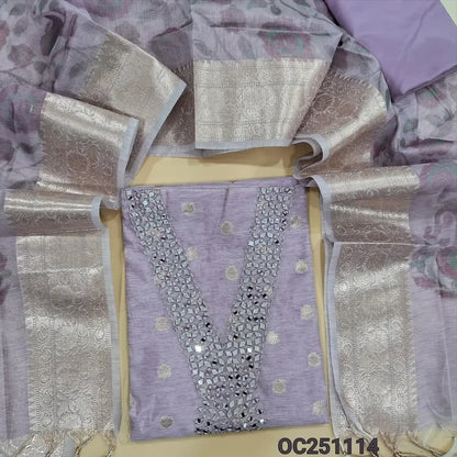 lavender slub silk cotton salwar material OC251114-Neidhal