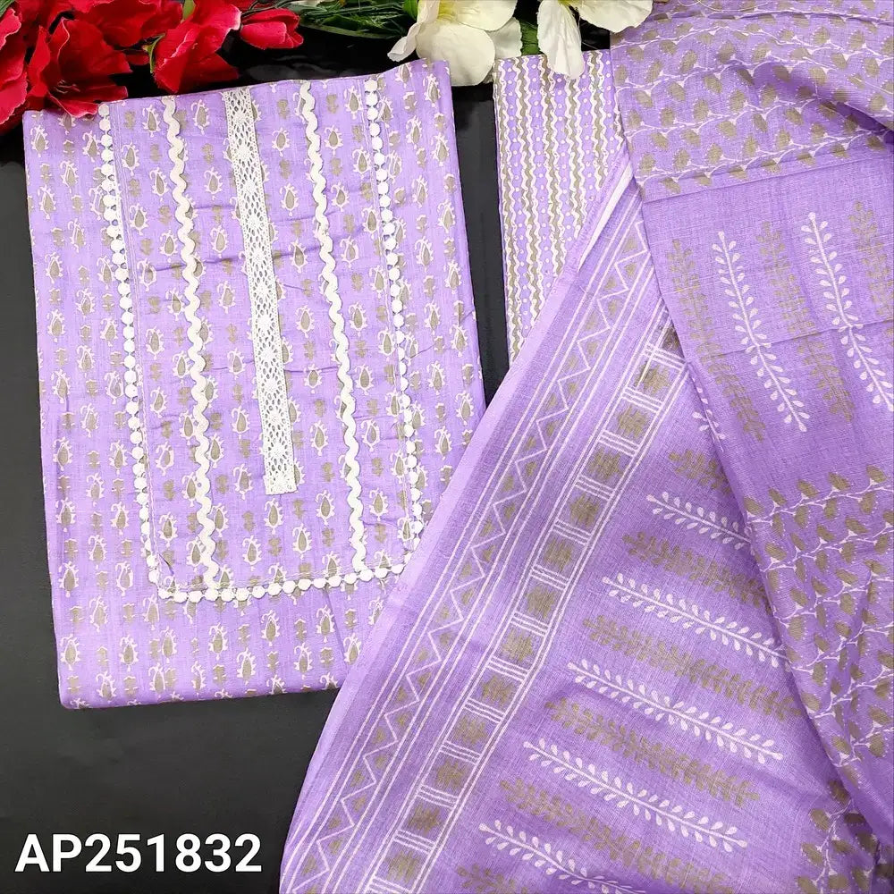 Lavender Soft Cotton Salwar Material with Lace Work AP251832 - Neidhal