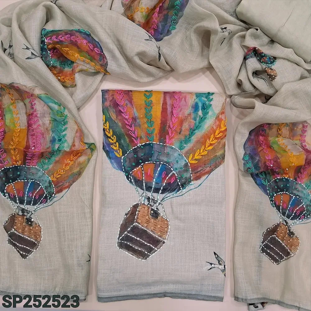 Light Beige printed premium linen salwar material SP252523-Neidhal