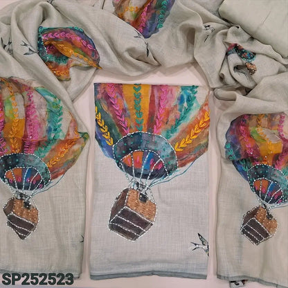 Light Beige printed premium linen salwar material SP252523-Neidhal