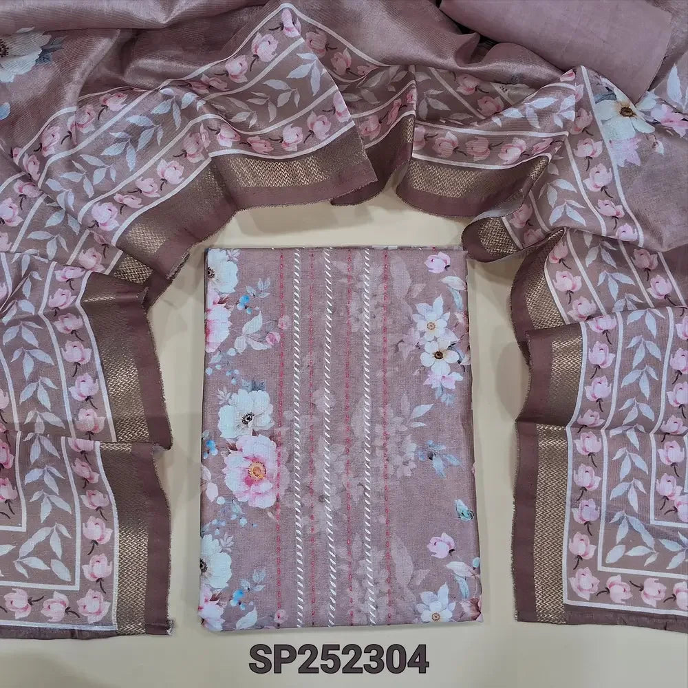 Light Mauve printed silk cotton salwar material SP252304-Neidhal