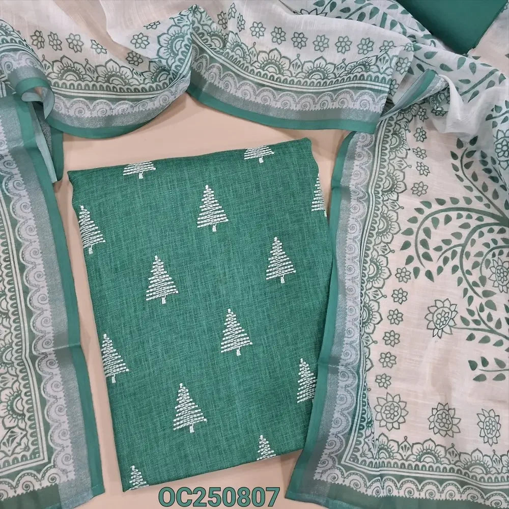 Light turquoise green semi linen salwar material OC250807-Neidhal