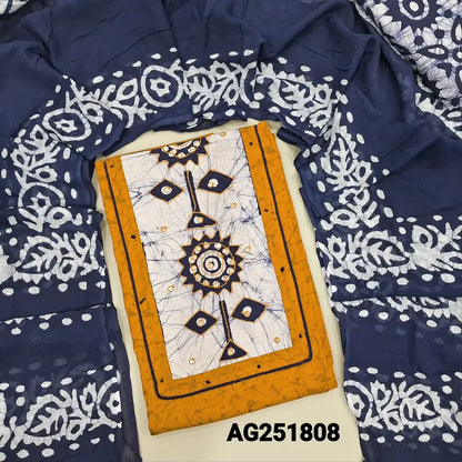 Mango yellow batik dyed soft cotton salwar material ag251808 Neidhal