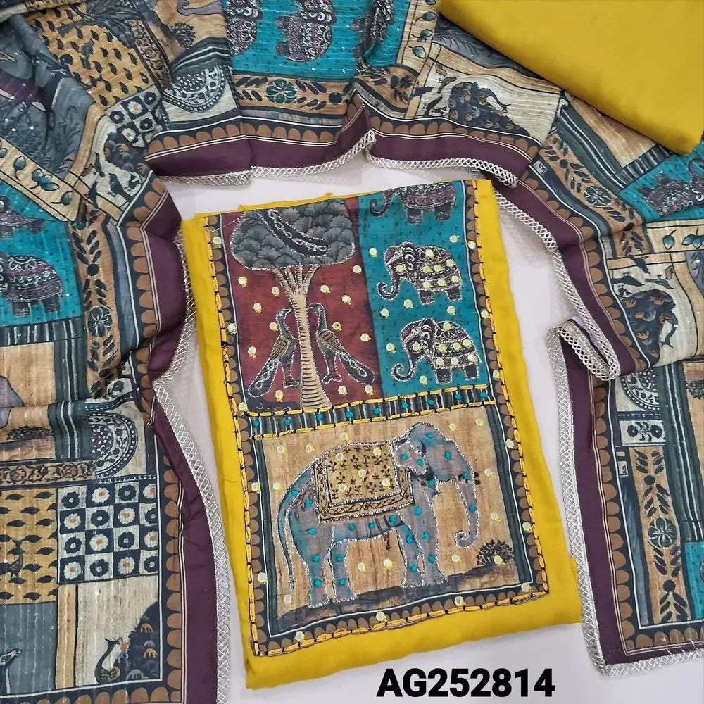 Mango yellow liquid fabric salwar material ag252814 Neidhal