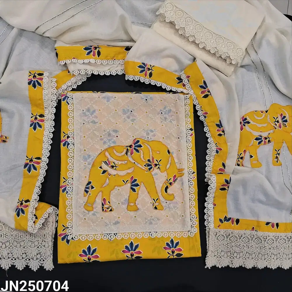 Mango yellow printed soft cotton salwar material jn250704-Neidhal