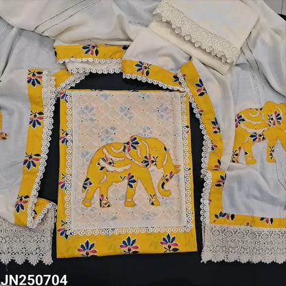 Mango yellow printed soft cotton salwar material jn250704-Neidhal