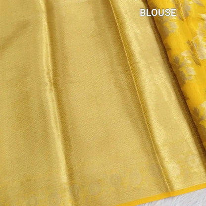Mango yellow with golden tint tissue organza saree ns220-Neidhal