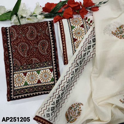 Maroon ajrak block printed cotton salwar material ap251205-Neidhal