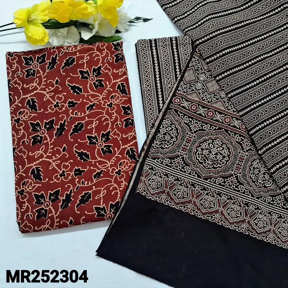 Maroon ajrak block printed cotton salwar material mr252304-Neidhal