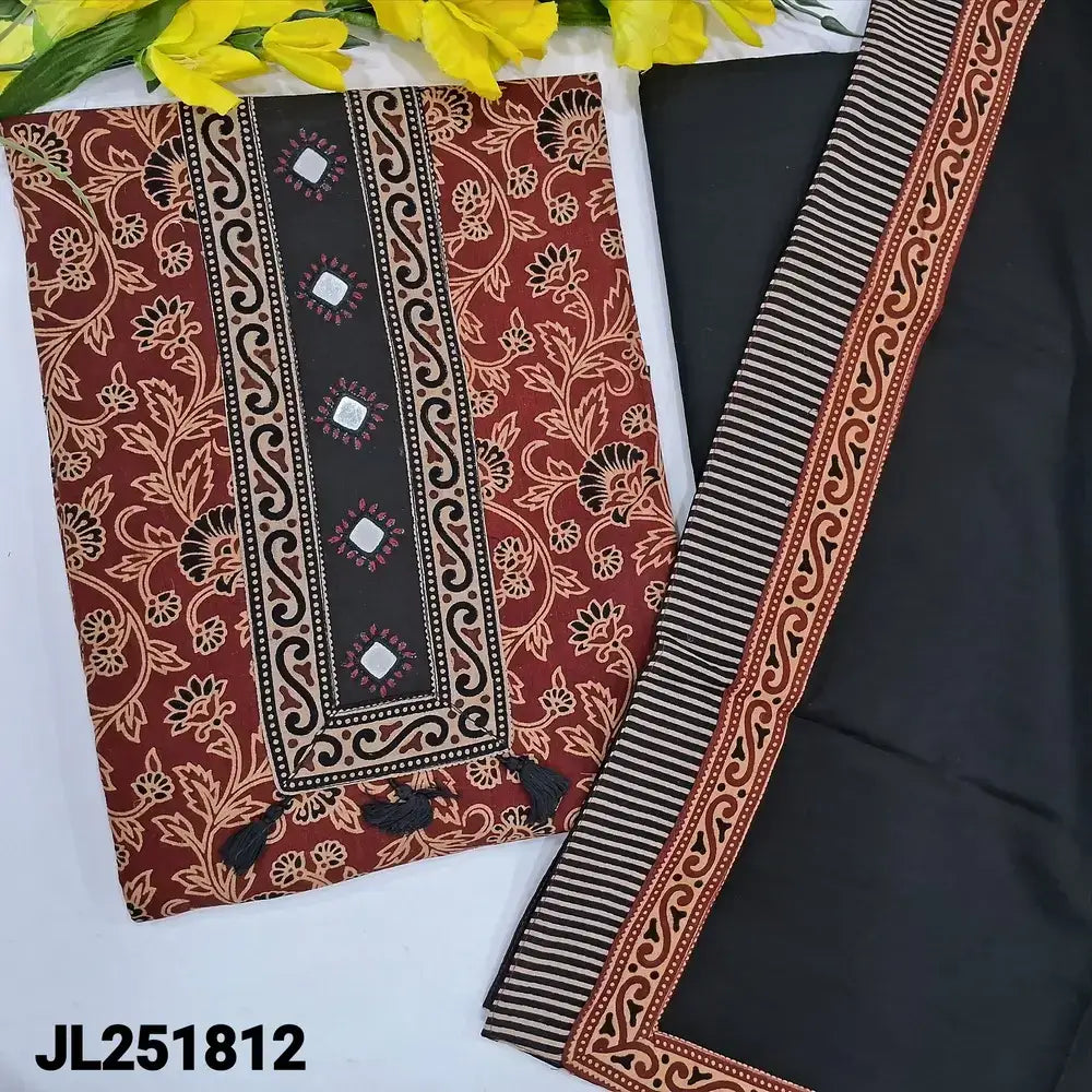 Maroon ajrak block printed pure cotton salwar material jl251812-Neidhal