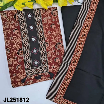 Maroon ajrak block printed pure cotton salwar material jl251812-Neidhal