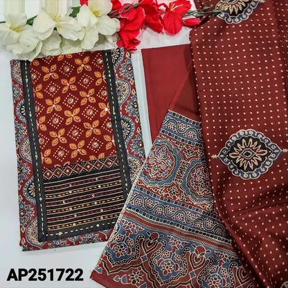 Maroon ajrak printed cotton salwar material ap251722-Neidhal