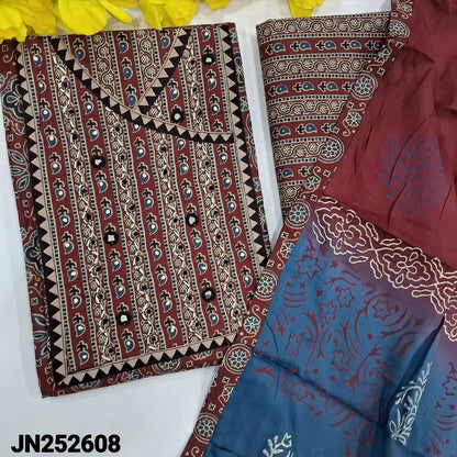Maroon ajrak printed cotton salwar material jn252608-Neidhal