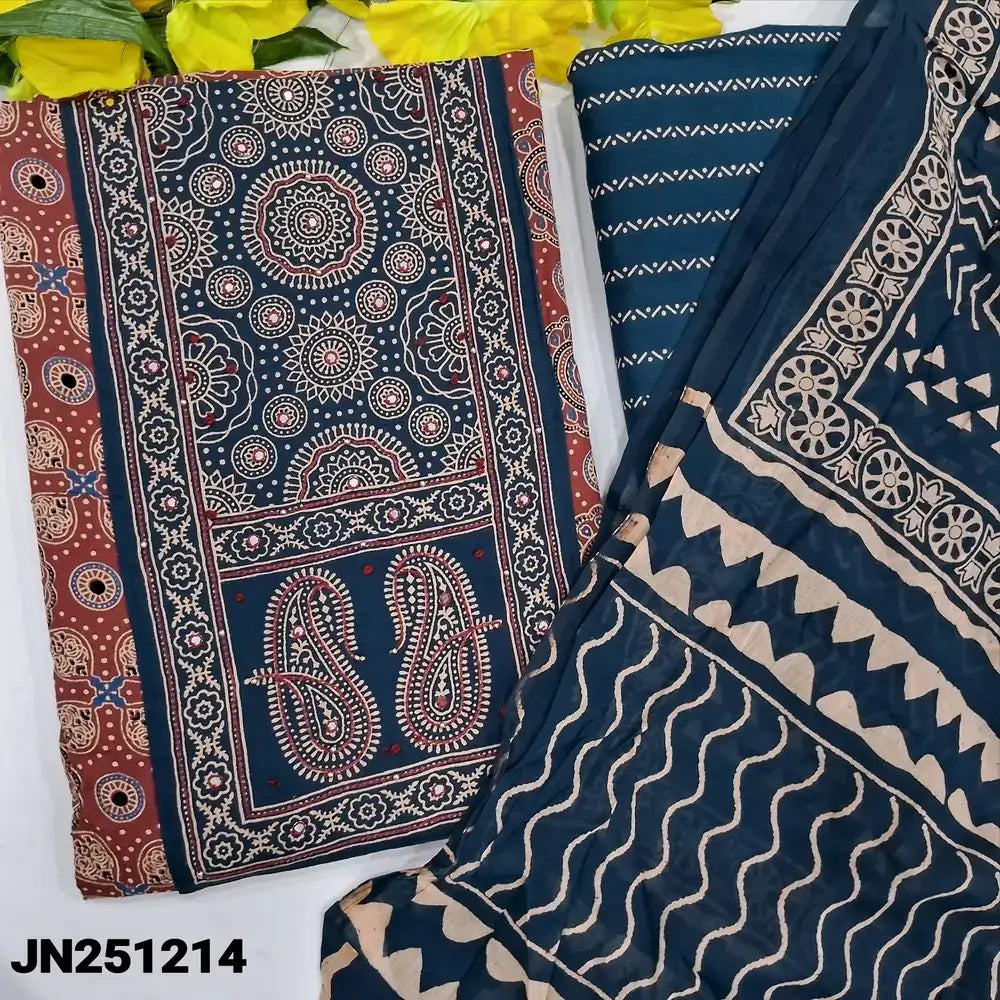 Maroon ajrak printed soft cotton salwar material jn251214-Neidhal