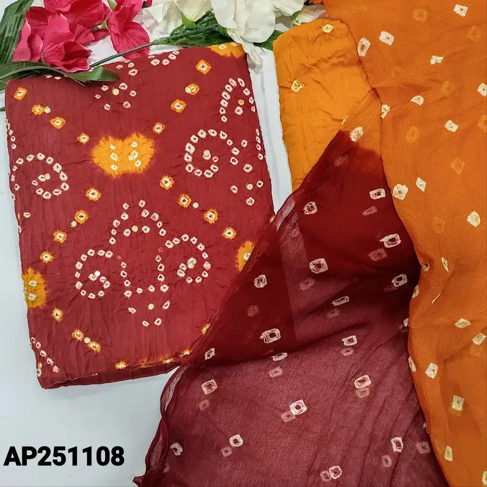 Maroon bandhini cotton salwar material ap251108-Neidhal