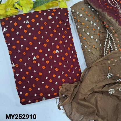 Maroon bandhini cotton salwar material my252910-Neidhal