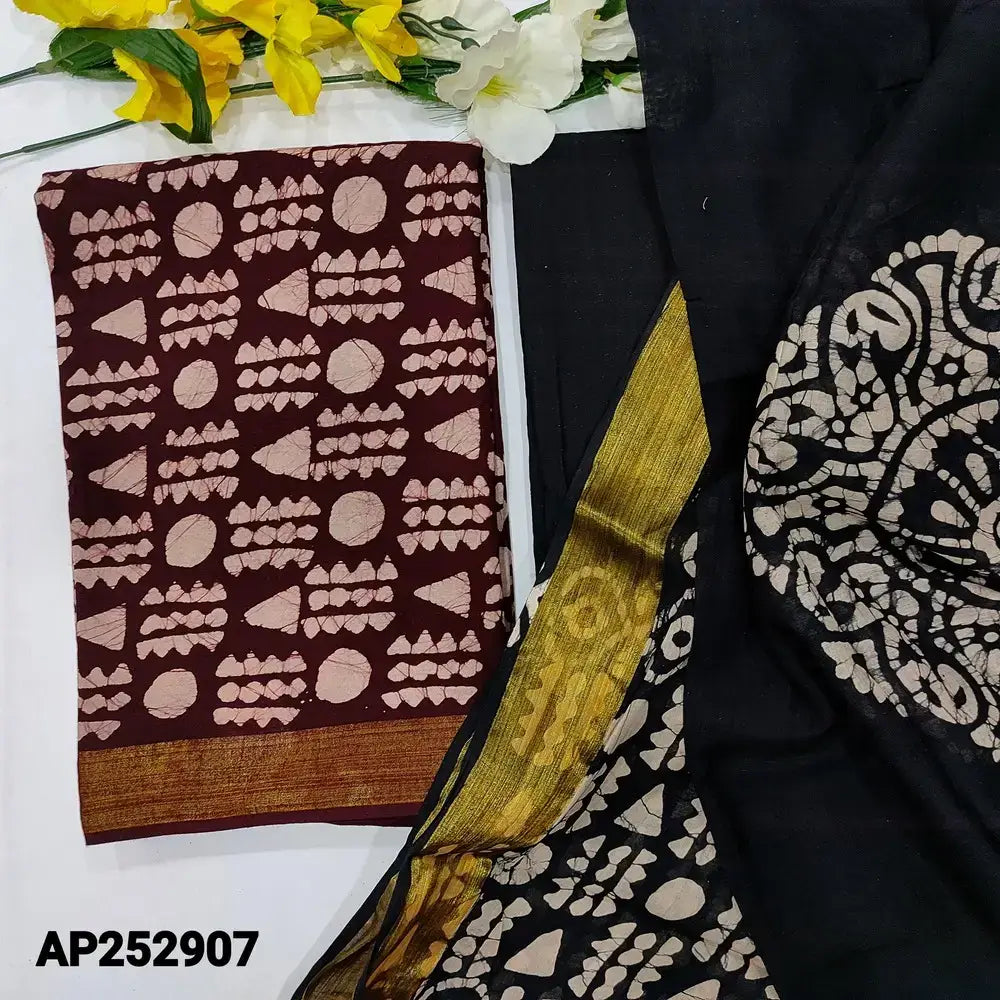 Maroon batik pure cotton salwar material ap252907-Neidhal