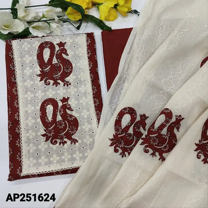 Maroon block printed soft cotton salwar material ap251624-Neidhal