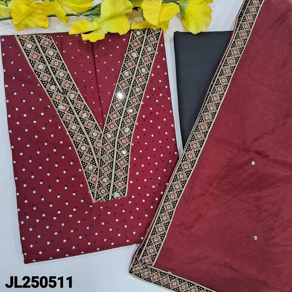 Maroon bock printed pure cotton salwar material jl250512-Neidhal