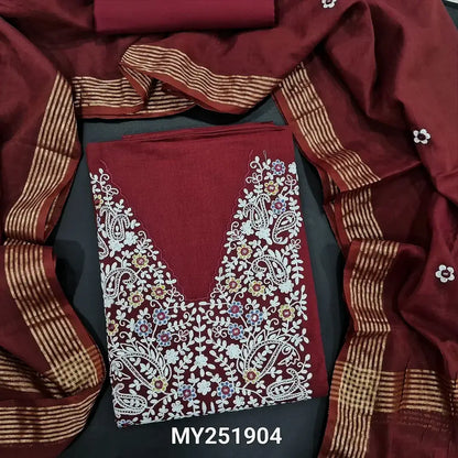 Maroon cotton salwar material my251904-Neidhal