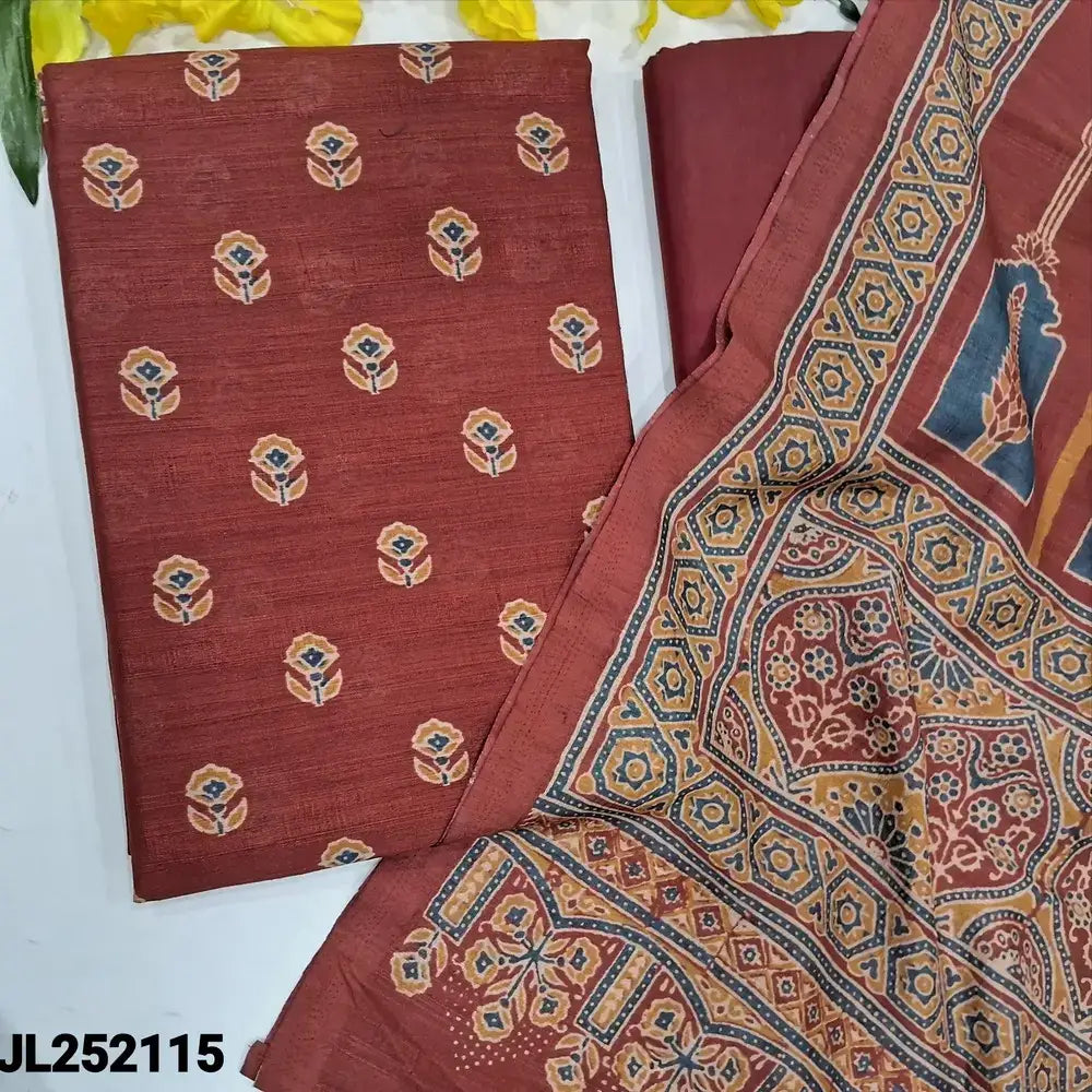 Maroon designer floral printed semi jute silk salwar material jl252115-Neidhal