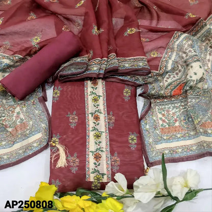 Maroon digital printed silk cotton salwar material ap250808-Neidhal