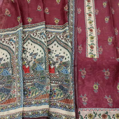 Maroon digital printed silk cotton salwar material ap250808-Neidhal