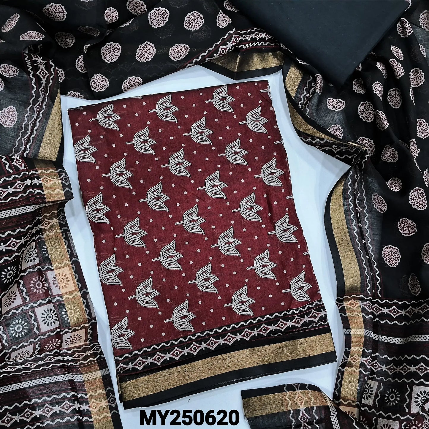 Maroon digital printed silk cotton salwar material my250620-Neidhal